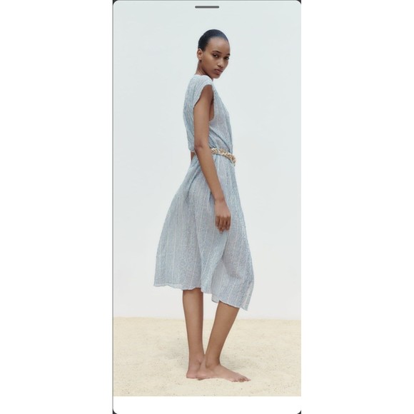 Zara striped belted midi Dress - Picture 6 of 11